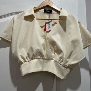 Cider Cream Coloured Collared Cropped Blouse